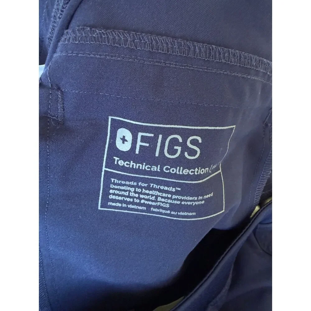 FIGS Navy Blue Axim Cargo Straight Leg 7-Pocket Scrub Pants Mens XXL Tall